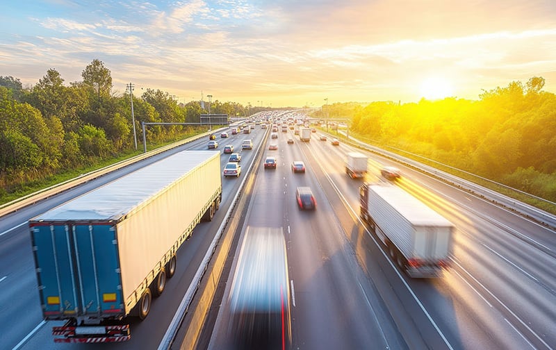 trucks and cars on highway
