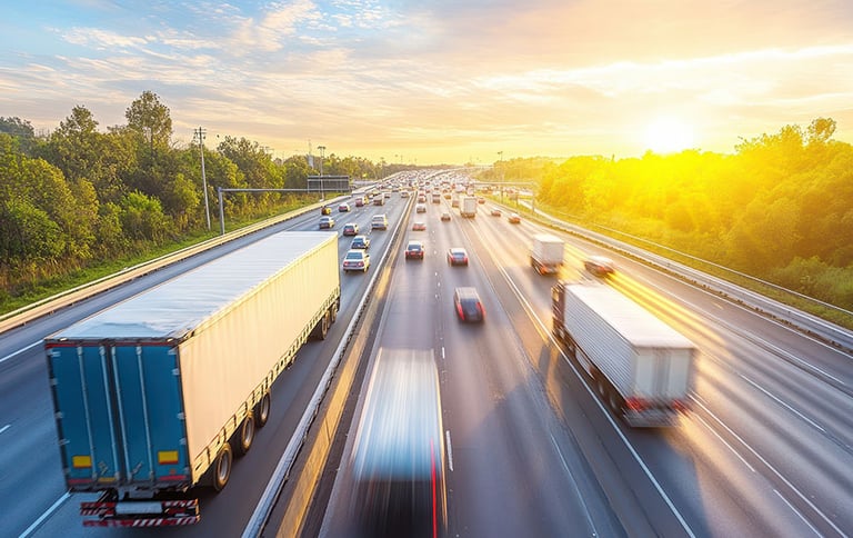 trucks and cars on highway